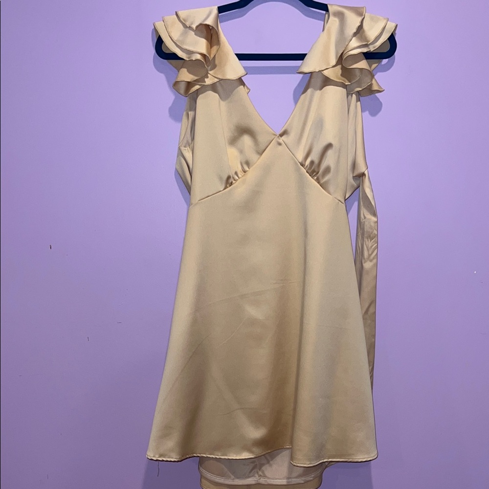 Altar'd State Cream Ruffle Mini Dress